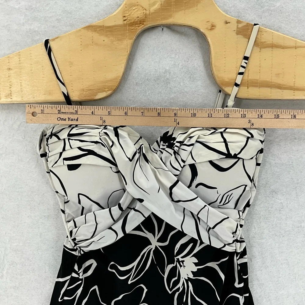 La Blanca Bandeau‎ Mio One-Piece Swimsuit Size 12 Black & White Floral